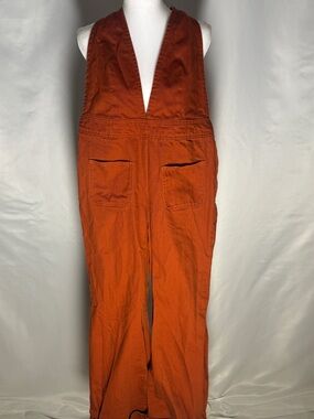 BDG Burnt Orange Denim Vintage Inspired Cross Halter Overalls